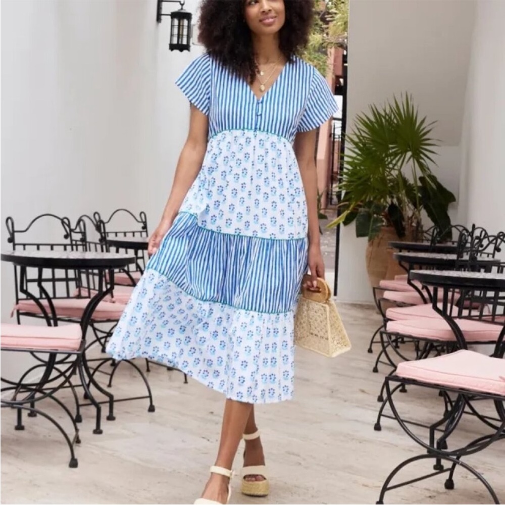 Printfresh Midi In Bloom - Main Act Dress - Blue Cloud